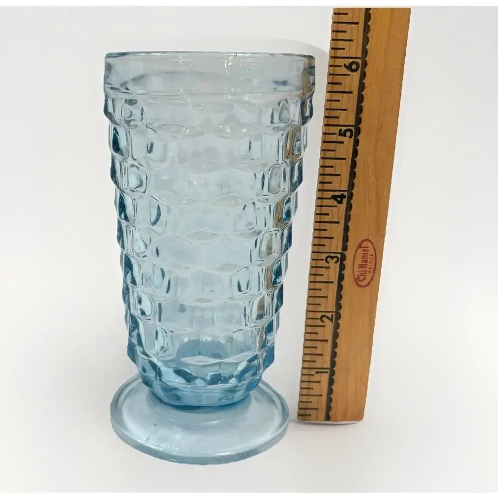 Lot of 4 Indiana Glass Whitehall Colony Light Blue Cube 6